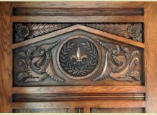 Detail of hand carved Oak door